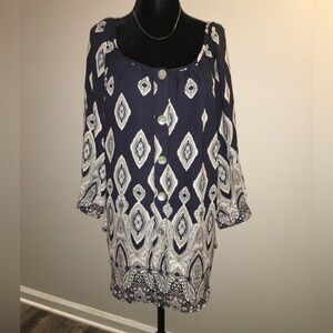 Fig and Flower Anthropologie Boho Black Blouse sz Large